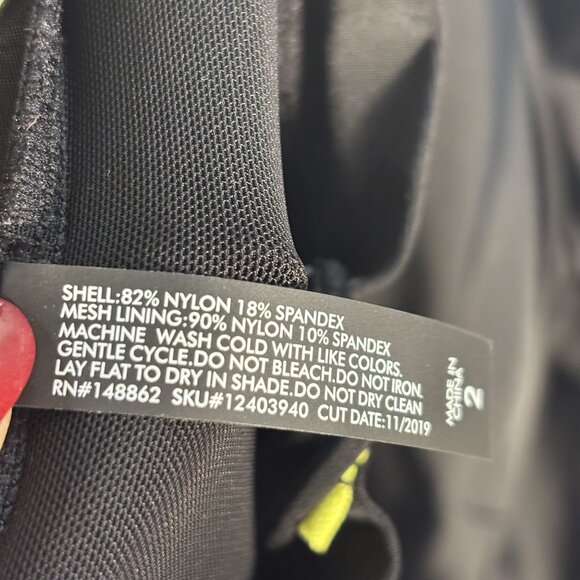 Long Sleeve Black One-Piece Swimsuit With Neon Yellow Zipper By Torrid Size 2 - Picture 8 of 9